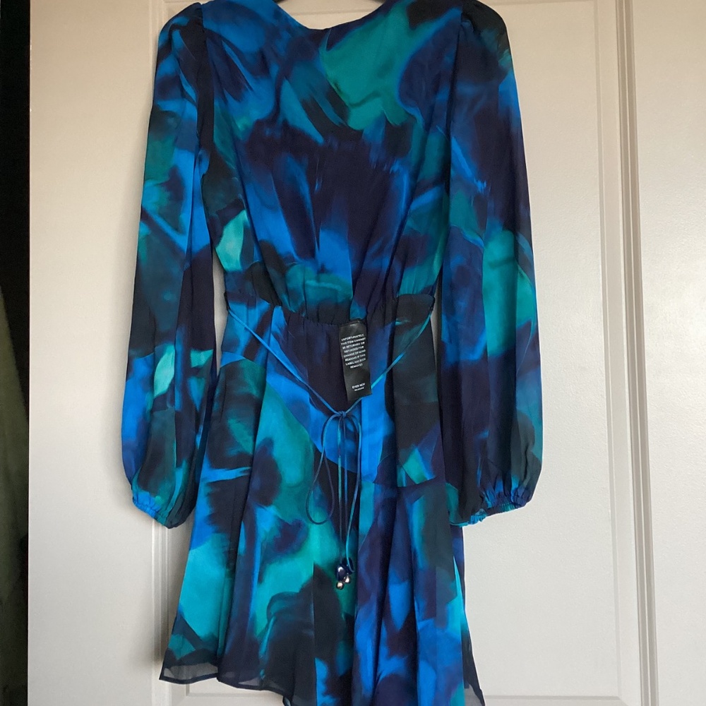 Ever New Tamara Abstract Print Long Sleeve Asymmetric Minidress, size 6 - Picture 7 of 14